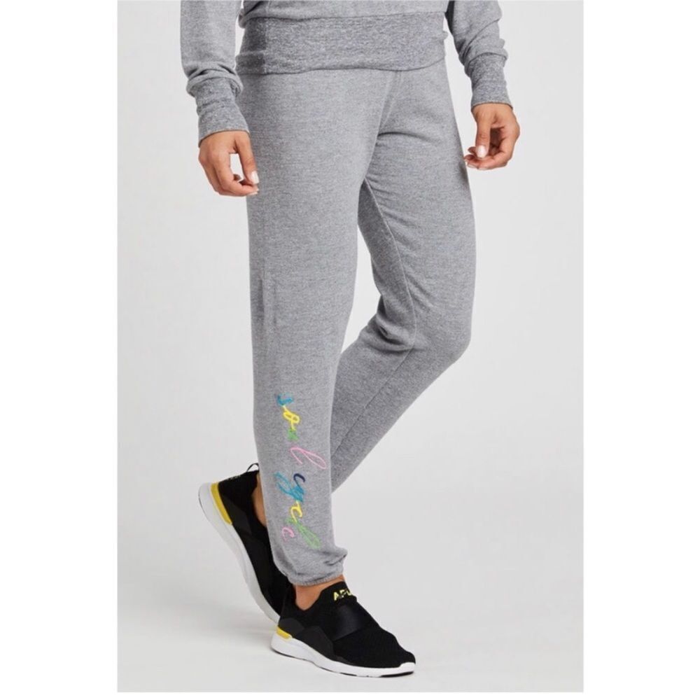 MONROW x SOULCYCLE | Light Gray Lounge Sweatpants Embroidered Women’s Size XS